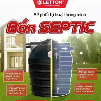 Bồn Tự Hoại Letton Dạng Đứng 500L